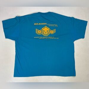 VINTAGE Robins NCO Academy AFB Graphic T-shirt Men XL Blue USA 90s Single Stitch